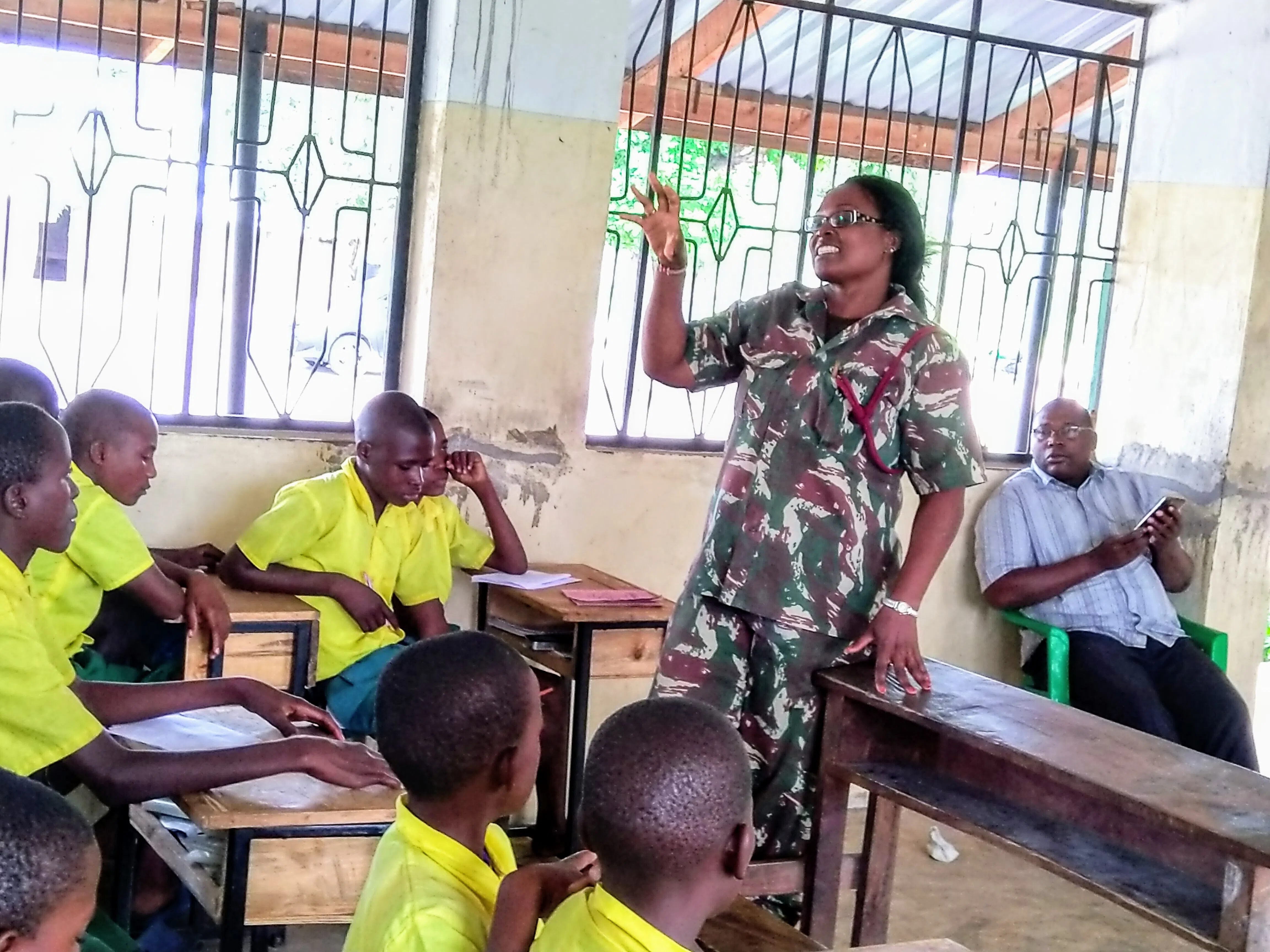 A group of kenyan boys learning in the classroom